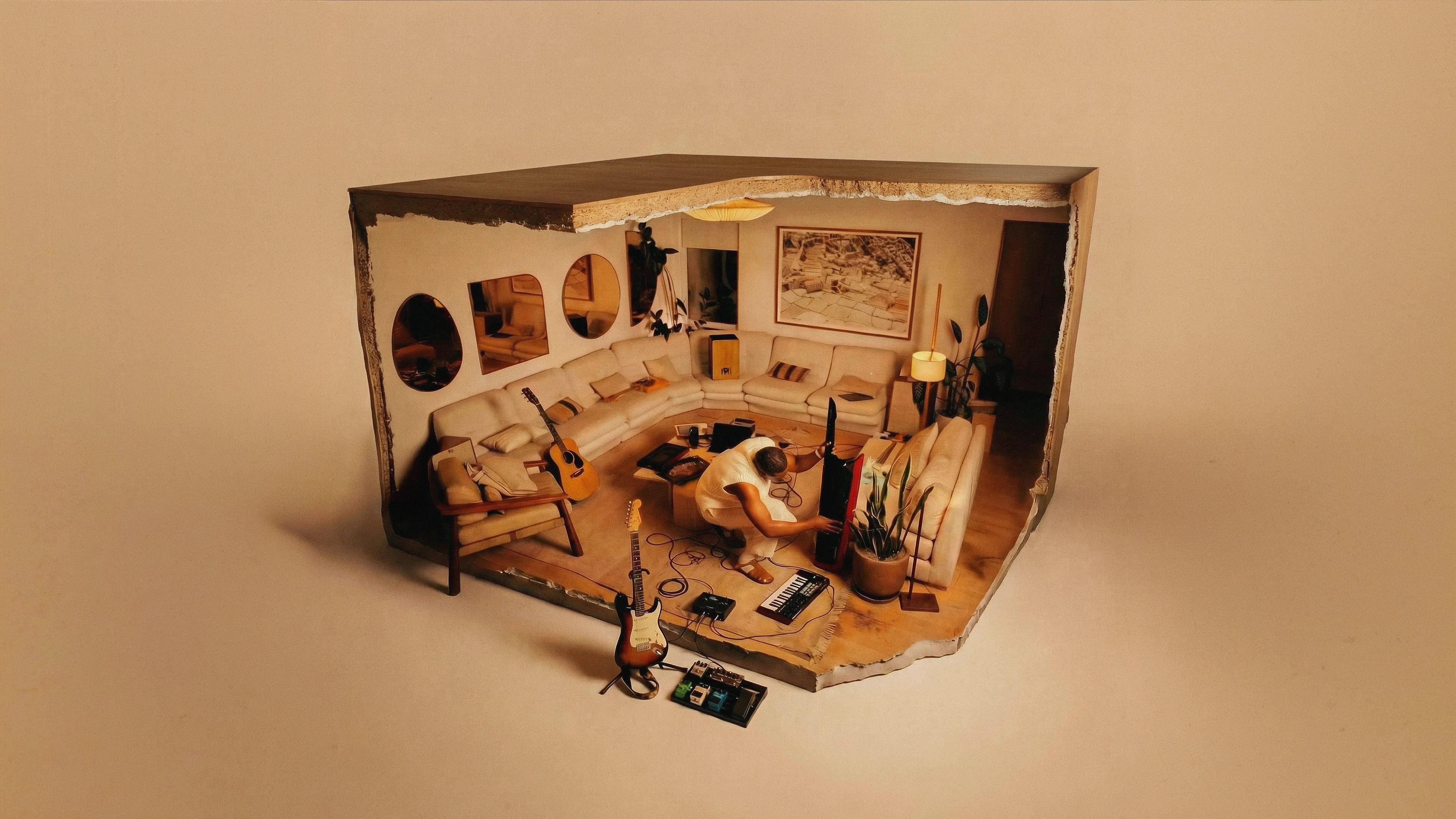 A Rii Set — Pheelz at work in a cutaway living-room studio